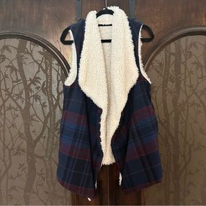 Plaid Winter Vest with Sherpa Lining